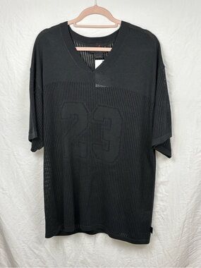 Jordan Black Mesh V-Neck Jersey with '23' Front Large top